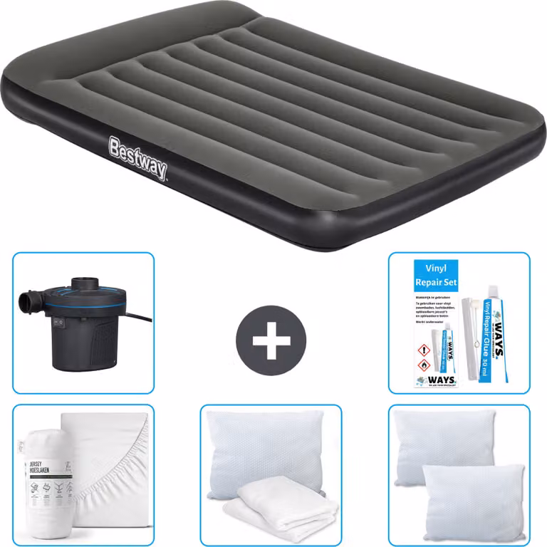 Materasso gonfiabile Bestway - Letto alla francese - 137 x 191 x 30 cm - Verde - Accessori inclusi
