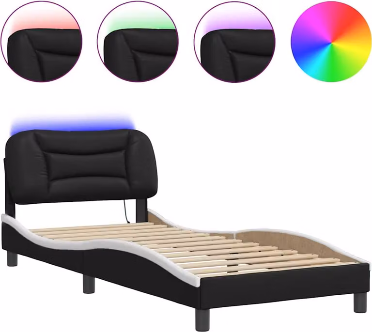 Giroletto con LED senza Materasso Hvar Nero e Bianco 80x200 cm