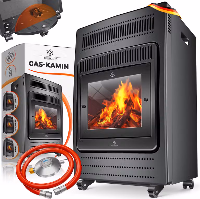 KESSER® Riscaldatore a gas da 3,4 kW, stufa a gas, radiatore a gas, caminetto a gas, riscaldamento a gas