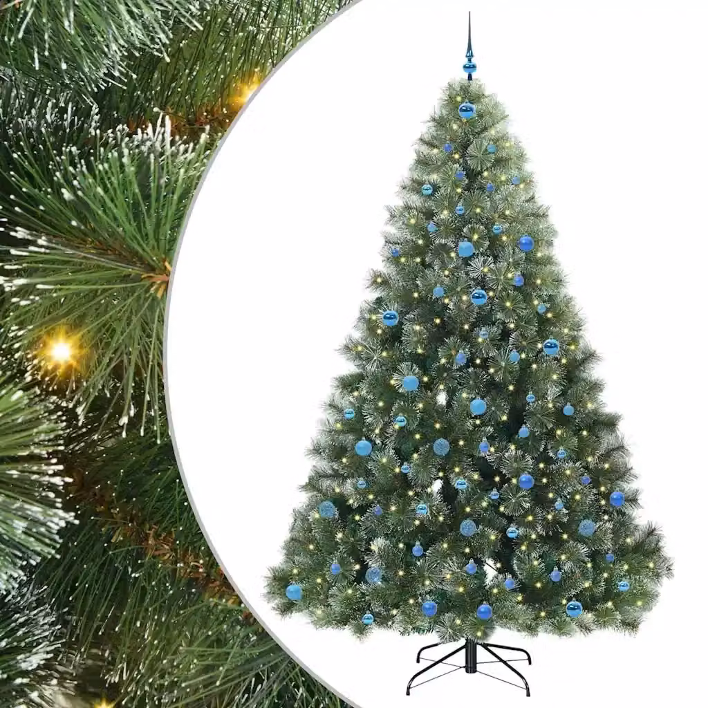 Albero di Natale artificiale moderno vidaXL verde con 300 LED luce bianca calda in PE e PVC, Altezza: 240 cm – 2