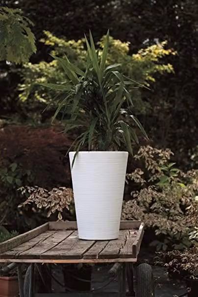 Vaso tondo in resina Lilium Elbi Colore Bianco H 76 cm, L 48 cm, P 48 cm