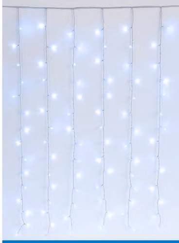 Tenda luminosa con 200 LED, 3 metri, bianca, grado di protezione IP65, espandibile