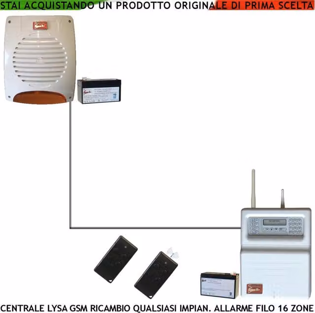 Kit Impianto Antifurto Securvera Lysa evo GSM con Centrale 16 Filo e 100 Zone Radio, Sirena Esterna Lampeggiante e 2 Radiocomandi Anti-Jamming, Gestione via App, Colore Bianco