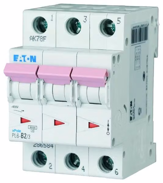 Interruttore automatico di sovracorrente 3P B 2A 6kA AC 286584 Eaton