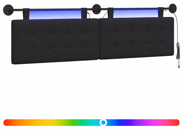 Testiera sospesa Con luce LED Nero Tessuto