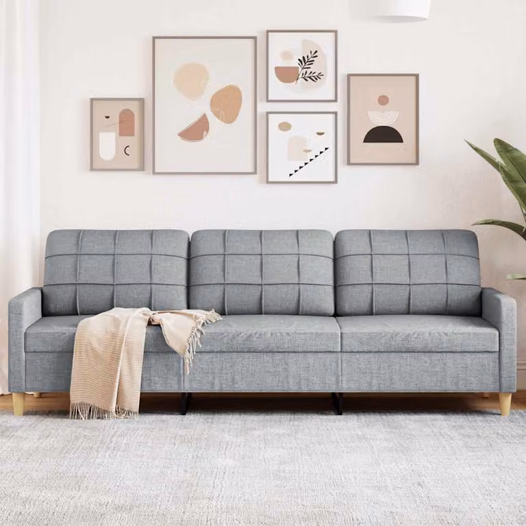 vidaXL Divano Moderno a 3 Posti con Funzione Letto in Tessuto Grigio L: 226 cm, P: 80 cm, H: 77 cm