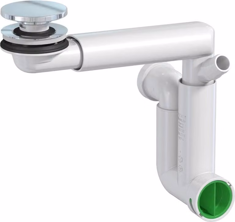 Sifone salvaspazio per lavabo e lavabo per mobili, cromo, incl. scarico a scomparsa e riduttore