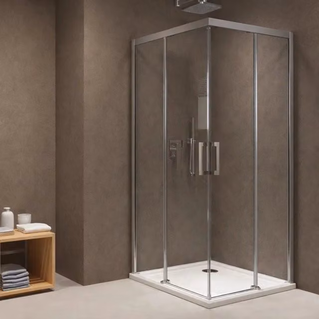 Lato cabina doccia angolare IX BOX con ante scorrevoli e fisse in vetro trasparente, L: 70 cm, H: 195 cm