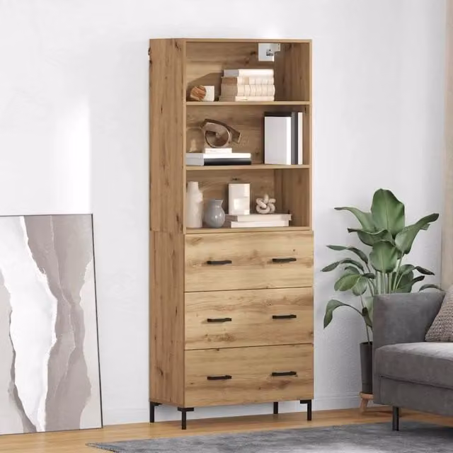 Credenza moderna in legno color rovere vidaXL L: 69,5 cm, P: 34 cm, H: 180 cm – 1