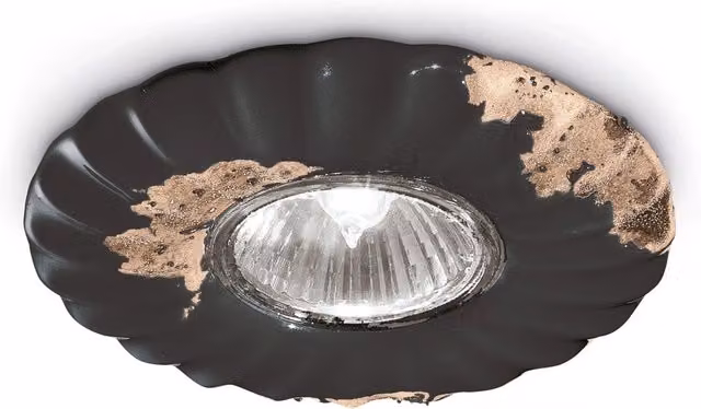 Spot Vintage Ferroluce in ceramica nera con lampada GU10, diametro 12 cm