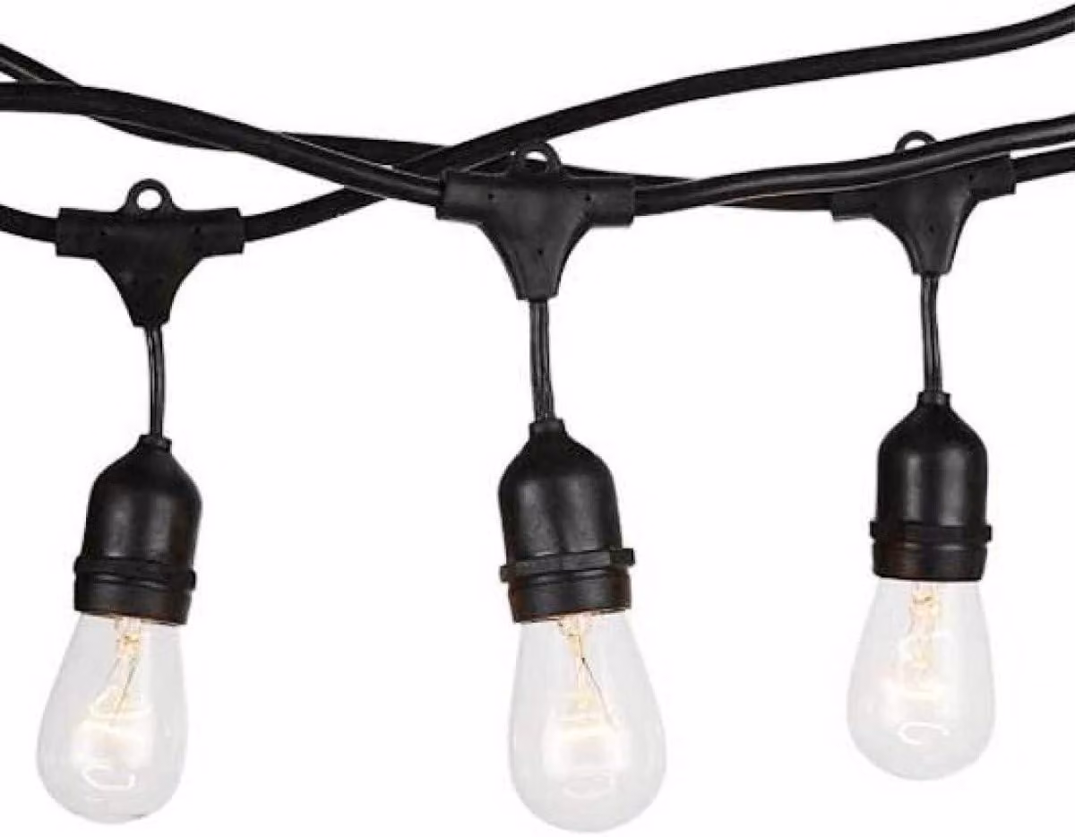 Catena luminosa con attacco E27, 10 portalampade, 10 metri, colore nero, estendibile, grado di protezione IP54