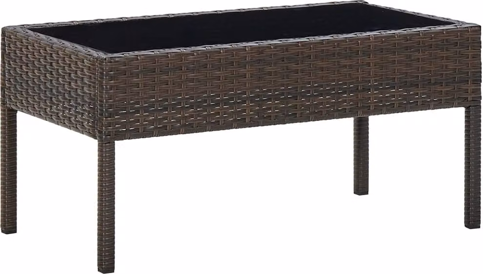The Living Store Tavolo da giardino marrone 75x40x37 cm Poly Rattan