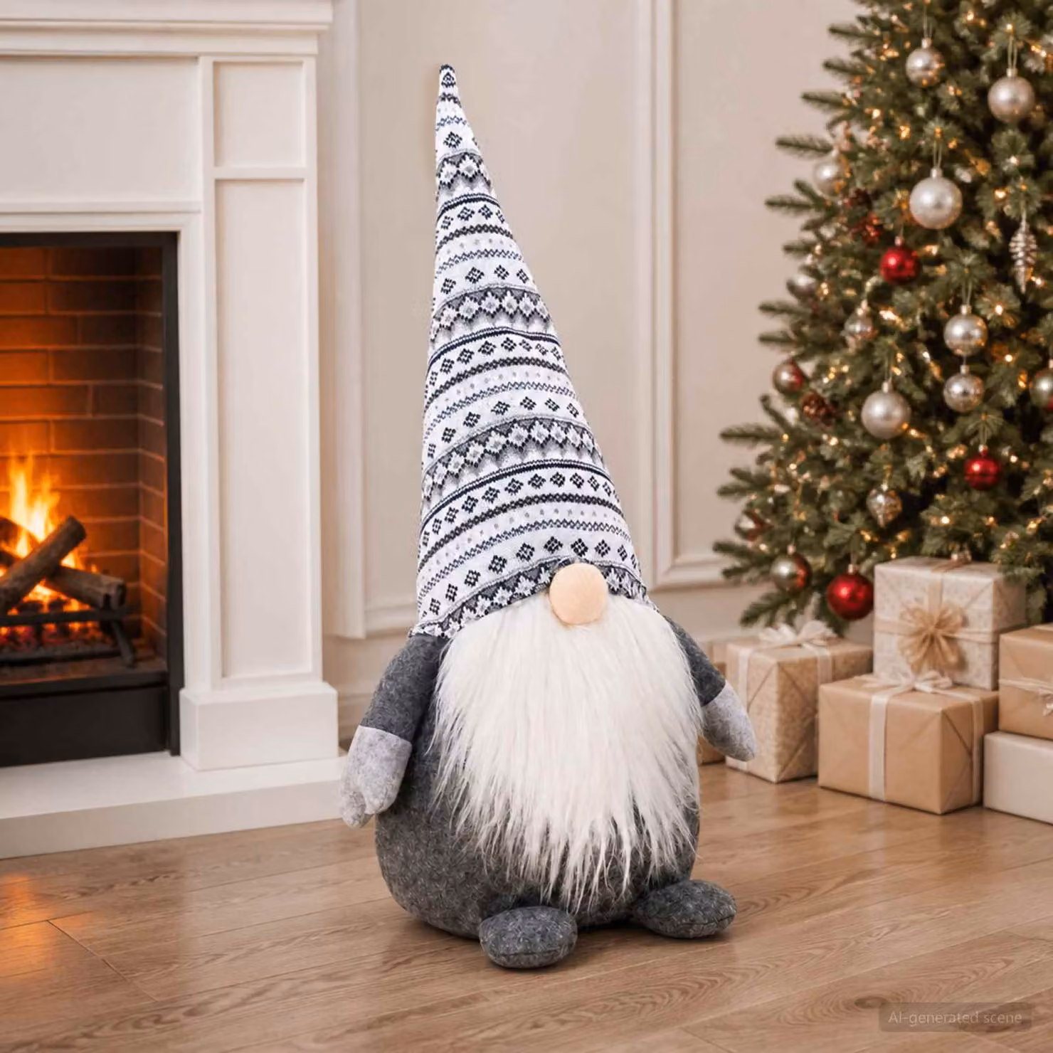 vidaXL Gnomo di Natale Grigio 45 cm Poliestere