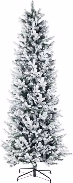 HOMCOM Albero di Natale Innevato 225cm con 988 Rami e Base in Acciaio per Interni con Apertura Automatica Aosom
