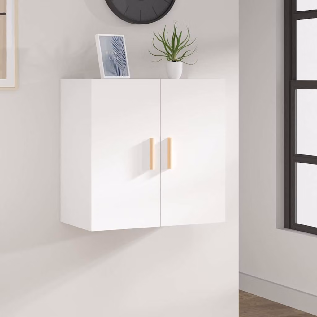 Armadietto a muro vidaXL bianco in legno MDF con ante a battente e ripiani interni L: 60 cm, P: 30 cm, H: 60 cm