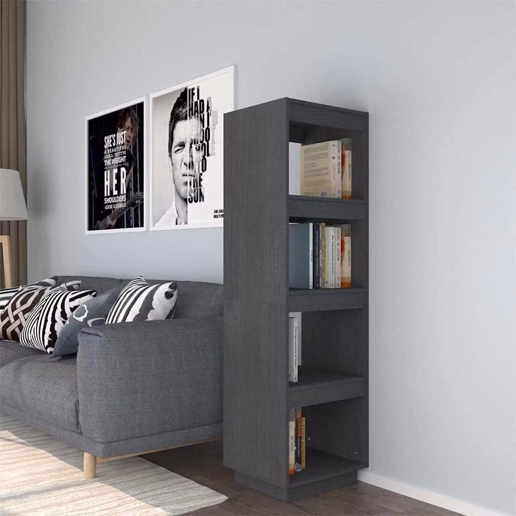 Libreria/Divisorio vidaXL in Legno di Pino Massello Grigio L: 40 cm, P: 35 cm, H: 135 cm