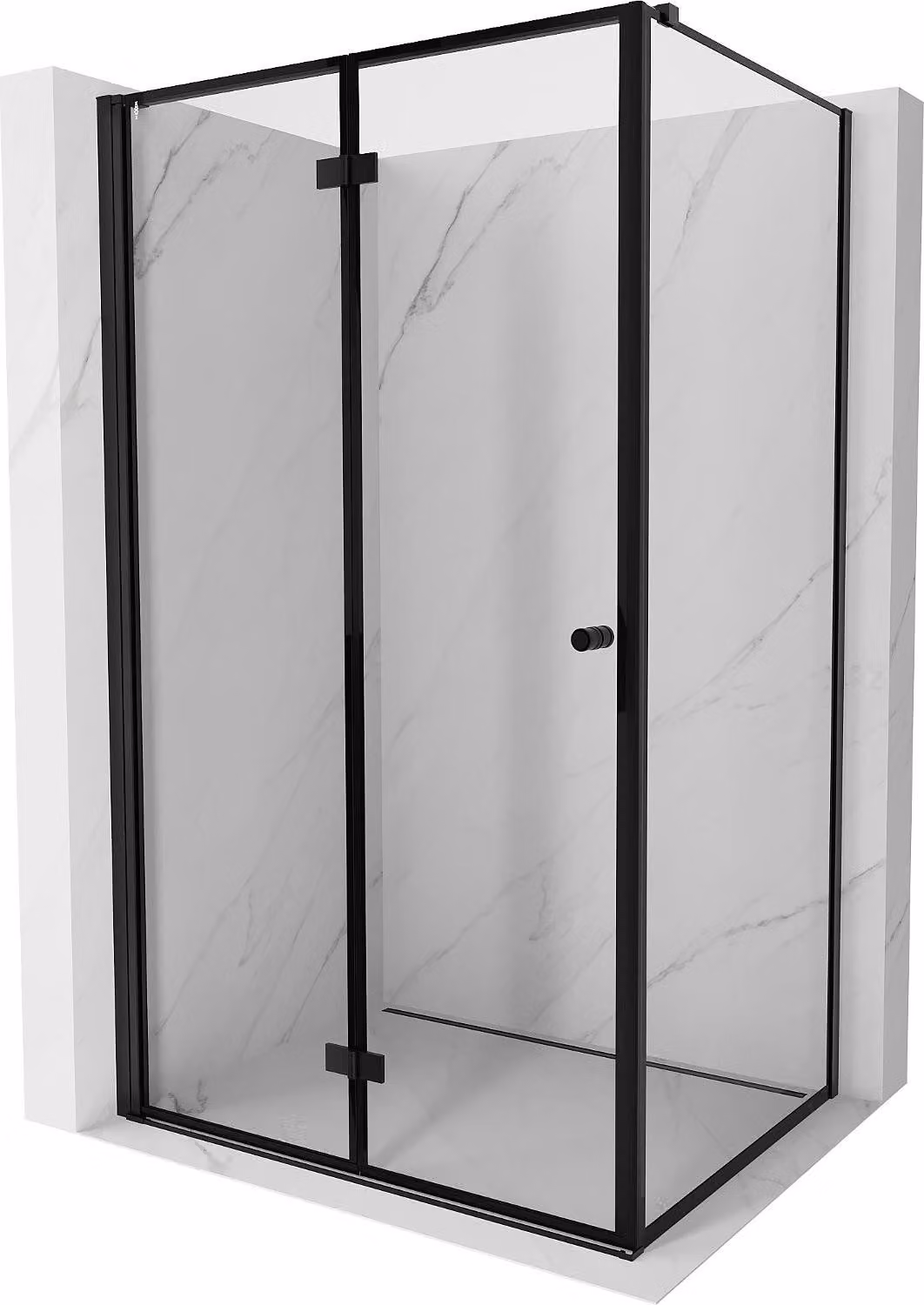 Mexen Mist-F cabina doccia pieghevole sinistra 80 x 120 cm, cornice nera, nero - 8A6T-080-120-70-70-L