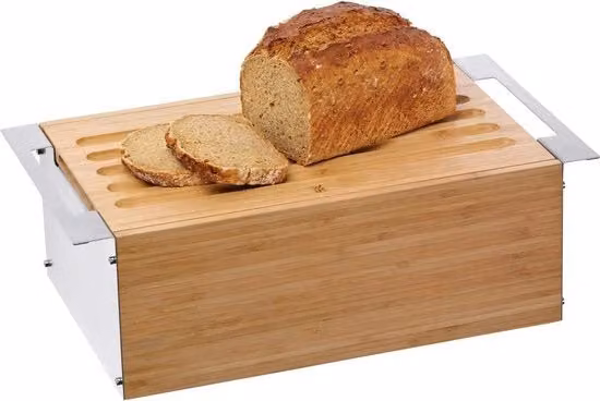 Tromba per pane in bambù 43 x 25 x 15 cm con cassetta di taglio rimovibile