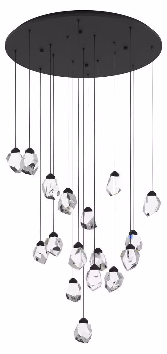 Lampada a sospensione Sindicat, 17 luci, colore nero