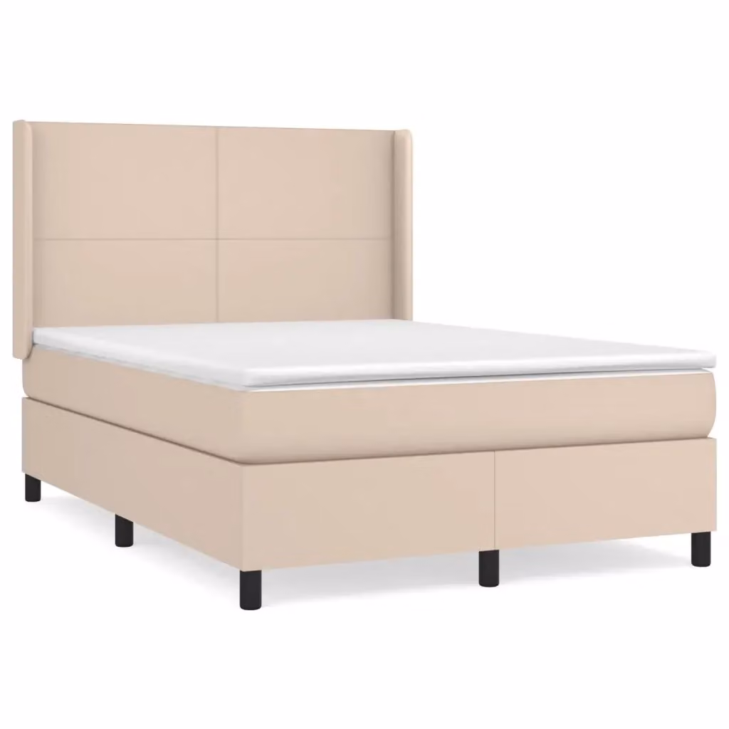 Letto Ibrido con Giroletto a Molle e Materasso vidaXL in Similpelle Beige e Bianco L/P/H: 140 x 200 x 128 cm – 2