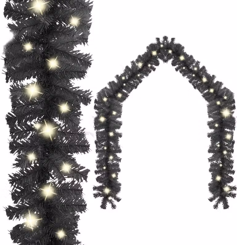 The Living Store Ghirlanda di Natale con LED 20 m nero