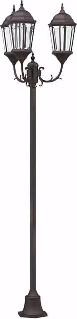 Lampada da giardino a palo HELLOSHOP26 in alluminio e vetro color bronzo, design vintage H: 241 cm, L: 57 cm, P: 49 cm