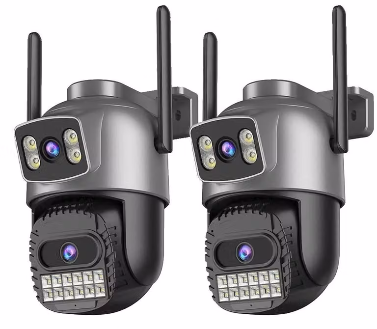 Telecamera di sicurezza, 8MP ad alta risoluzione, riconoscimento facciale tramite intelligenza artificiale, telecamera a 10MP con 2 obiettivi, con spina di tipo europeo