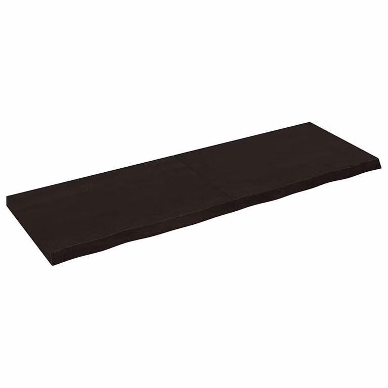 Ripiano a parete vidaXL in rovere massello trattato, colore marrone scuro, L: 180 cm, P: 60 cm, H: 2-6 cm
