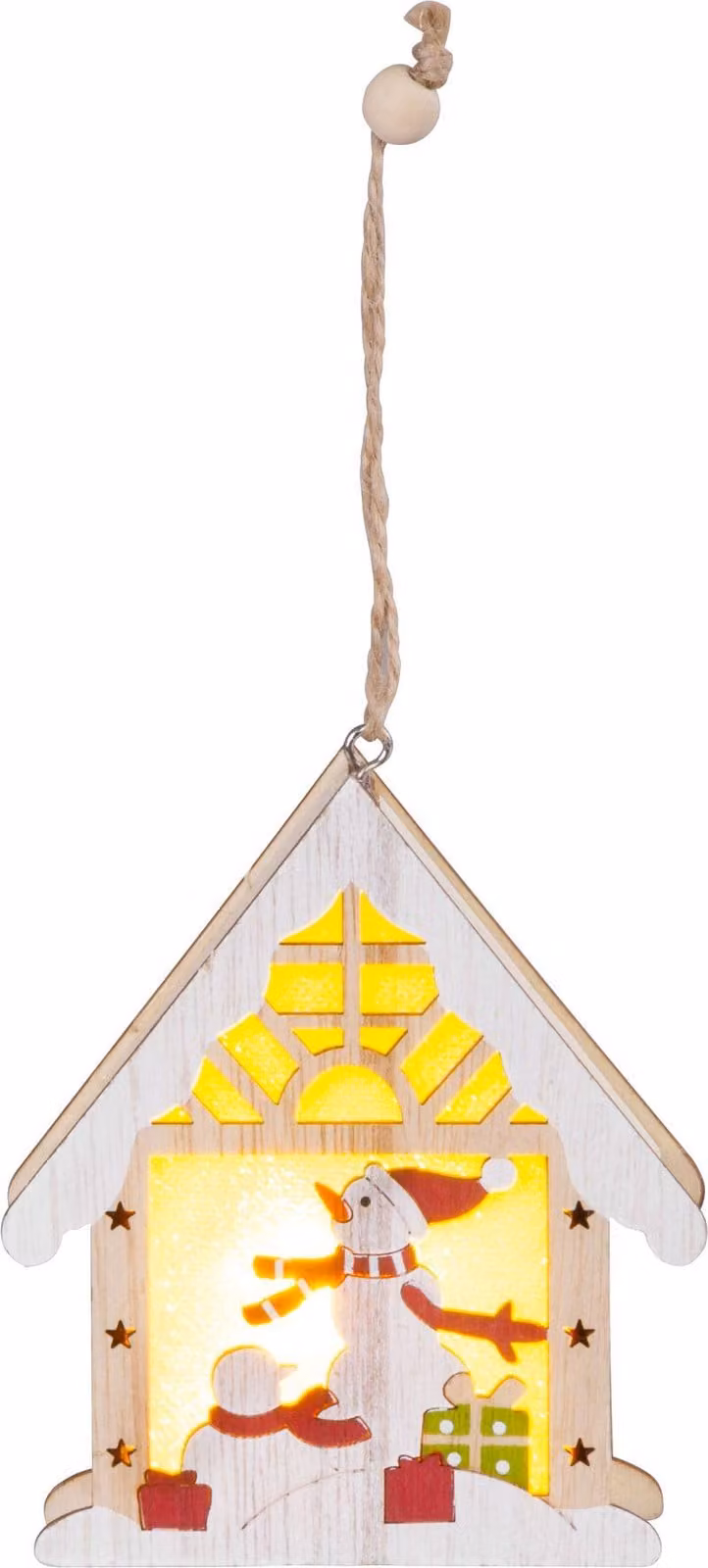 Decorazione natalizia MagicHome, Pupazzo di neve in casetta, LED, sospesa, 9,2x3x10,4 cm 12 pezzi