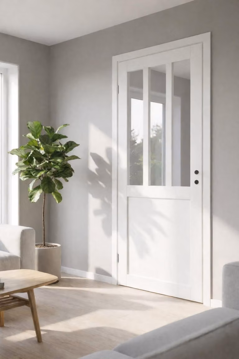 Bloc Porta Officina Bianco H204 x L83 cm, lato tavola P. destro, GD MENUISERIES
