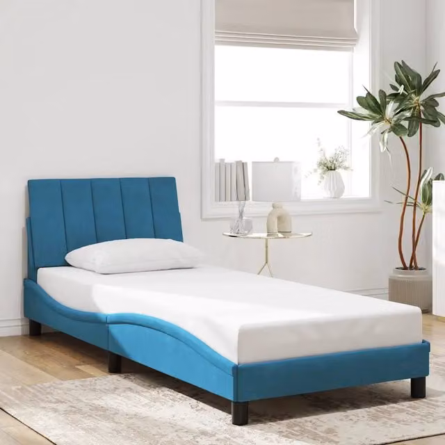 Struttura Letto Hanko Design Mania in Velluto Blu L 80 cm x P 200 cm – 1