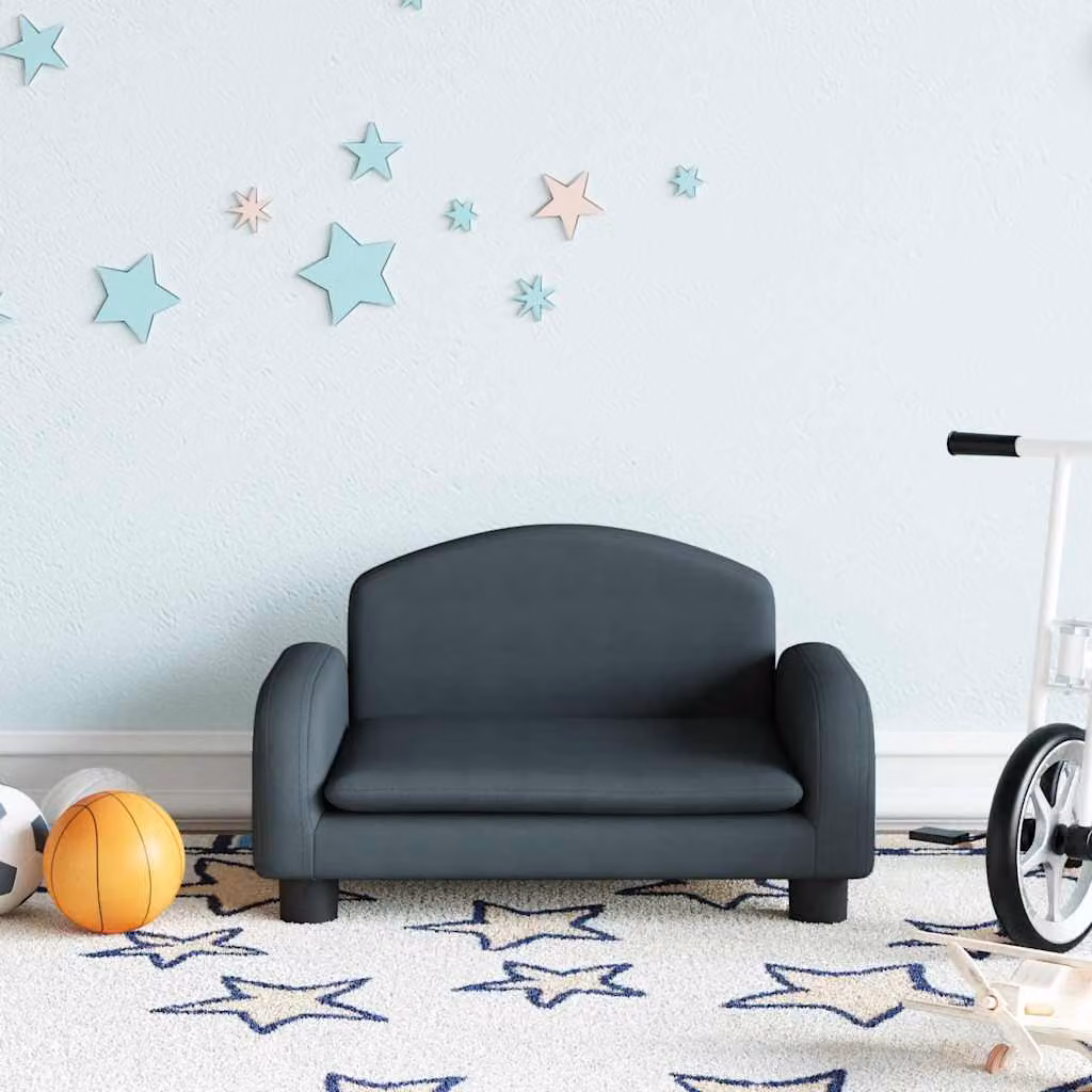 vidaXL Divano per bambini in tessuto grigio con struttura in legno di pino L: 50 cm, P: 40 cm, H: 30 cm