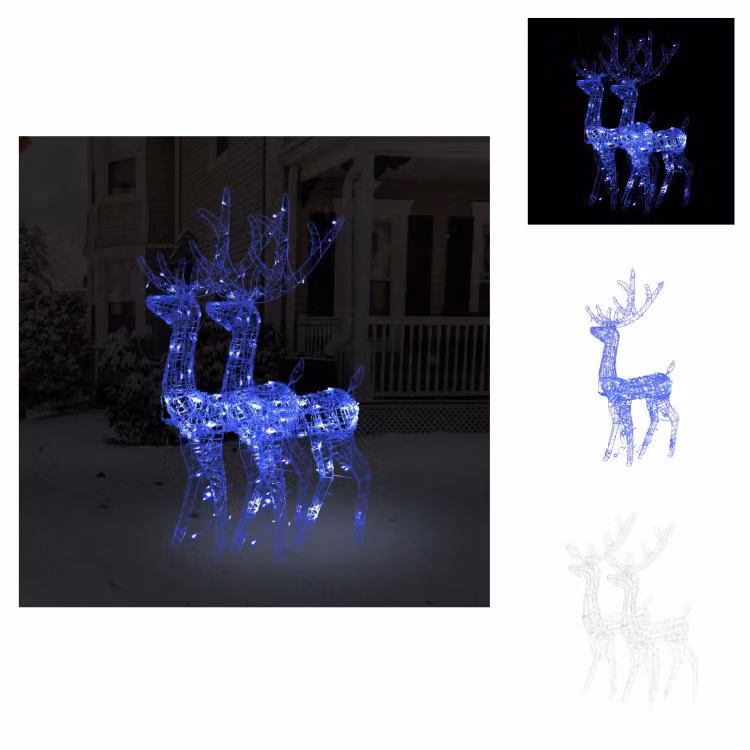 vidaXL LED Renna 2 pz. Acrilico 120 cm blu - Luci di Natale