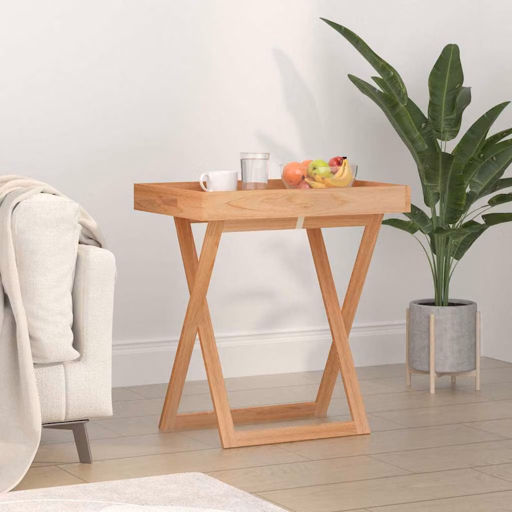 vidaXL Tavolo a vassoio pieghevole in legno di noce color marrone L: 52 cm, P: 36 cm, H: 56,5 cm