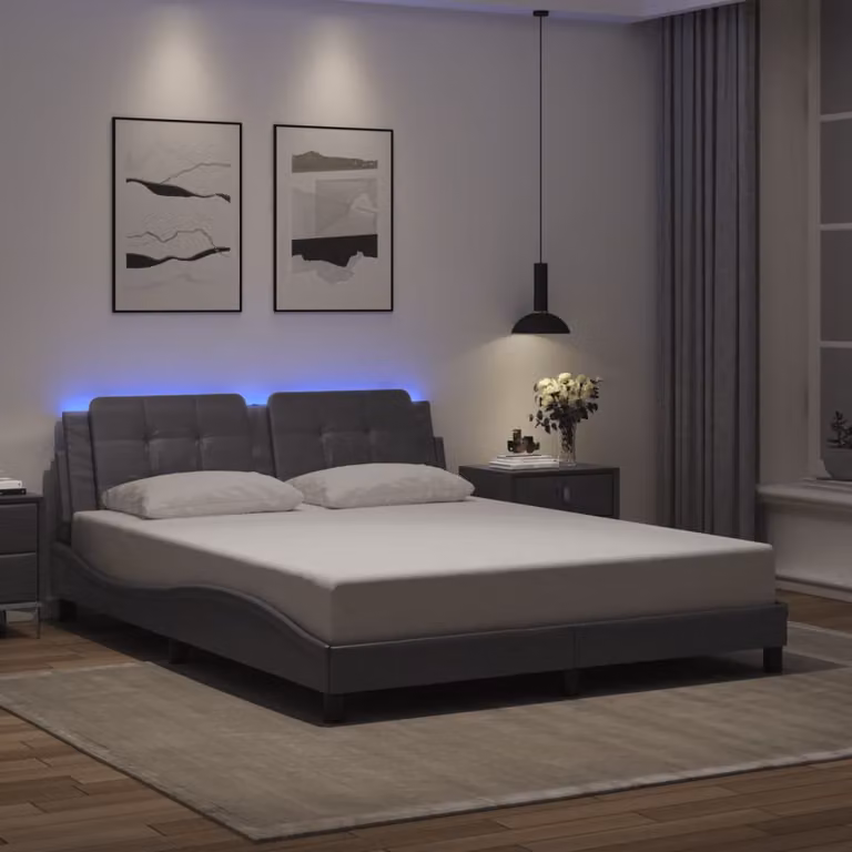 Giroletto con LED e porta USB Zadar vidaXL, Grigio, L: 160 cm, P: 200 cm
