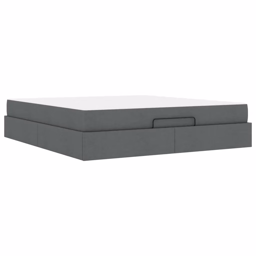 vidaXL Struttura letto con 2 materassi in tessuto e legno, Grigio, L: 180 cm x P: 200 cm x H: 43,5 cm – 2