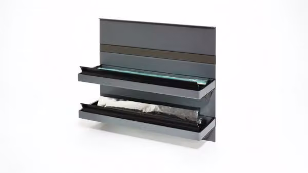 Porta rotolo Linero MosaiQ 350 x 110 x 300 mm nero grafite / distributore di fogli / sistema di ringhiera / Kesseböhmer
