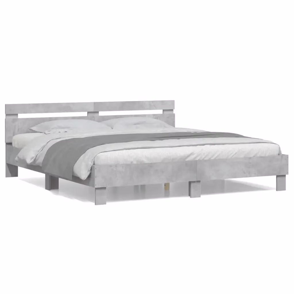 vidaXL Giroletto con Testiera in Legno Multistrato Grigio 180 x 200 cm – 2