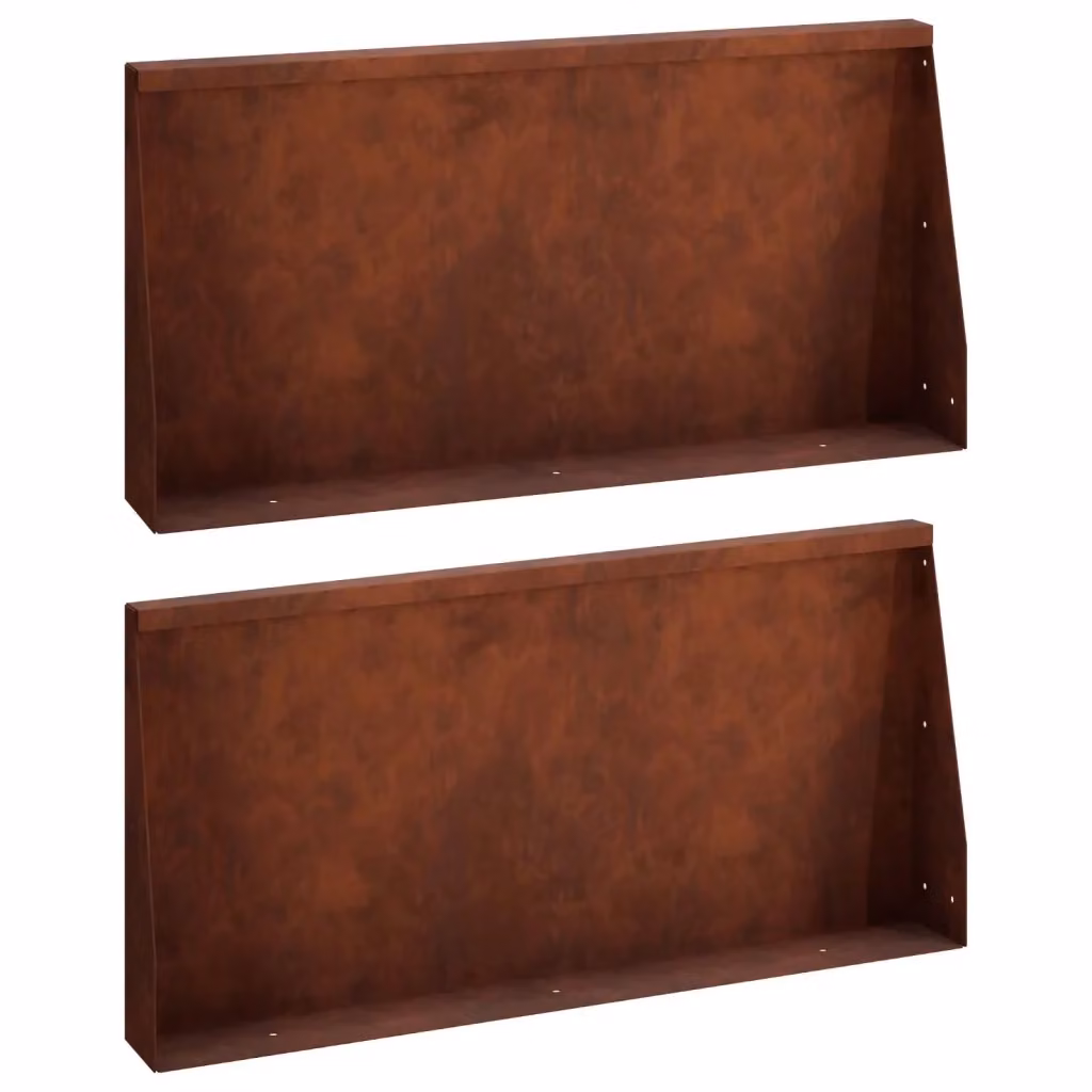 Set di 2 muri di contenimento e aiuole rialzate vidaXL in acciaio Corten marrone L: 80 cm, P: 12 cm, H: 50 cm – 2