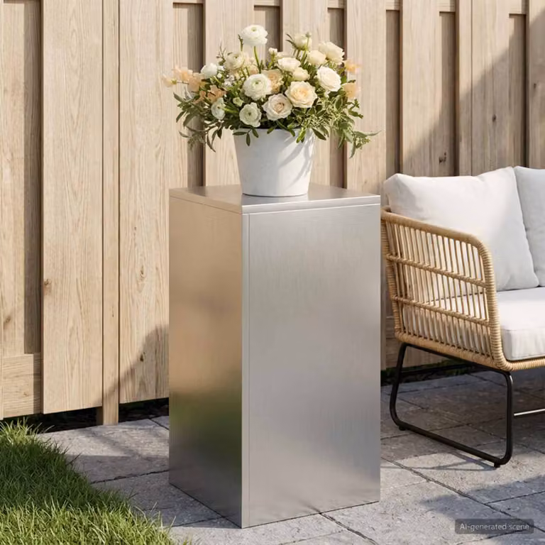 vidaXL Supporto per piante in metallo argento per giardino e balcone L/P/H: 30 x 30 x 60 cm