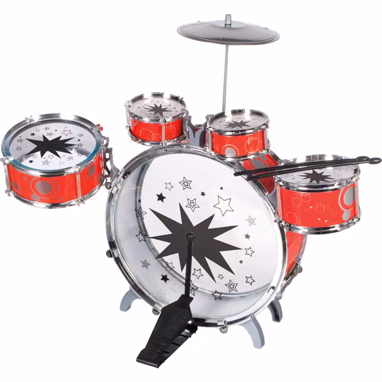 TU GIOCHI Rock BabyBand Set Batteria per Bambini con 5 Tamburi e 1 Piatto Rosso