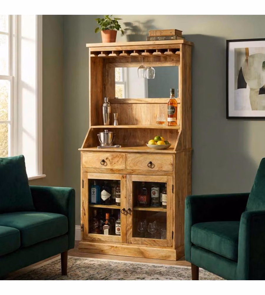 Cosma Mobile Lincoln Credenza Alta in Legno di Mango Marrone 90x45x178