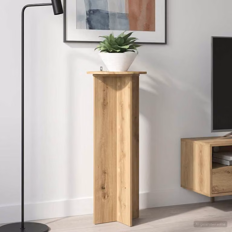 Set di 2 supporti per piante vidaXL in legno color rovere con finitura opaca, Ø 40 cm x 100 cm