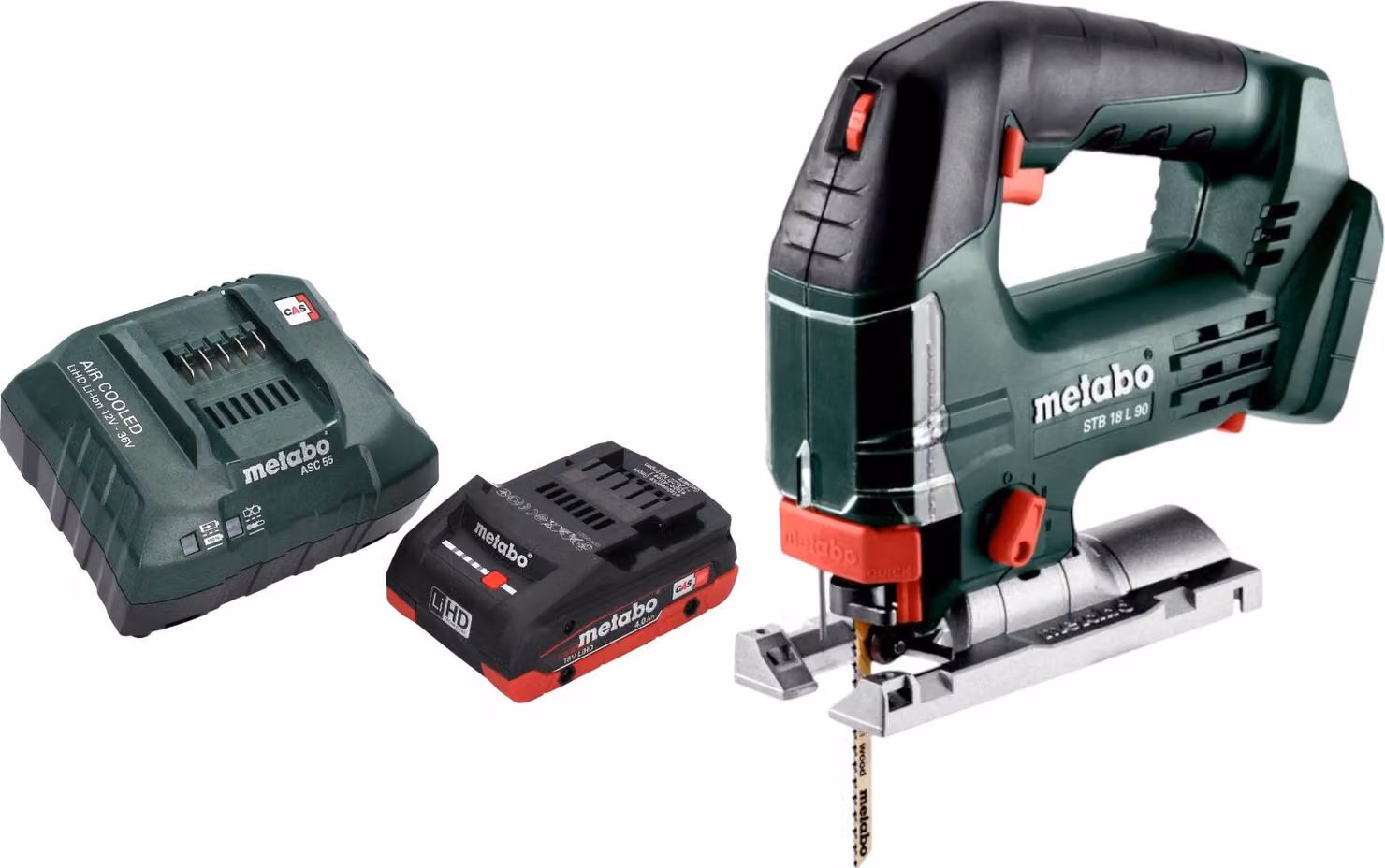 Sega alternativa a batteria Metabo STB 18 L 90 18 V 90 mm + 1x batteria LiHD 4,0 Ah + caricabatteria