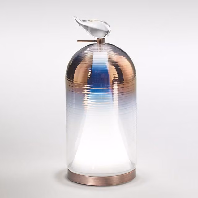 Italamp Munetta & Martina Lampada da tavolo ricaricabile LED in vetro trasparente e metallo oro/ottone con luce bianca calda