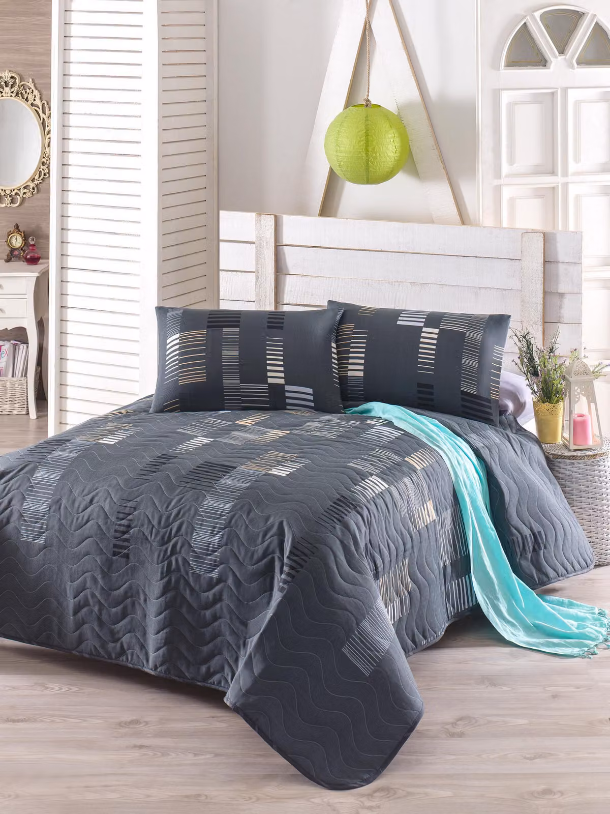 L'Essentiel Linge de Maison, Begonvilla- EPJ9094, antracite, piumini, 65% cotone / 35% poliestere (rivestimento) /