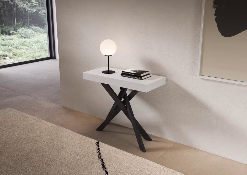 Consolle Allungabile Saki Small GIORDANOSHOP Bianco Frassino con Gambe Antracite L/P/H: 90-196 x 40 x 77 cm – 2