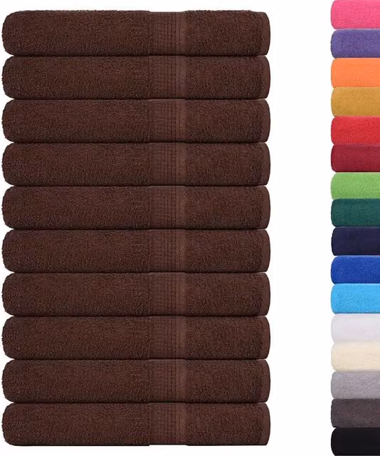 Set di 10 asciugamani da sauna vidaXL in cotone spugna, colore marrone, L 80 cm x P 200 cm, 360 g/m² – 1