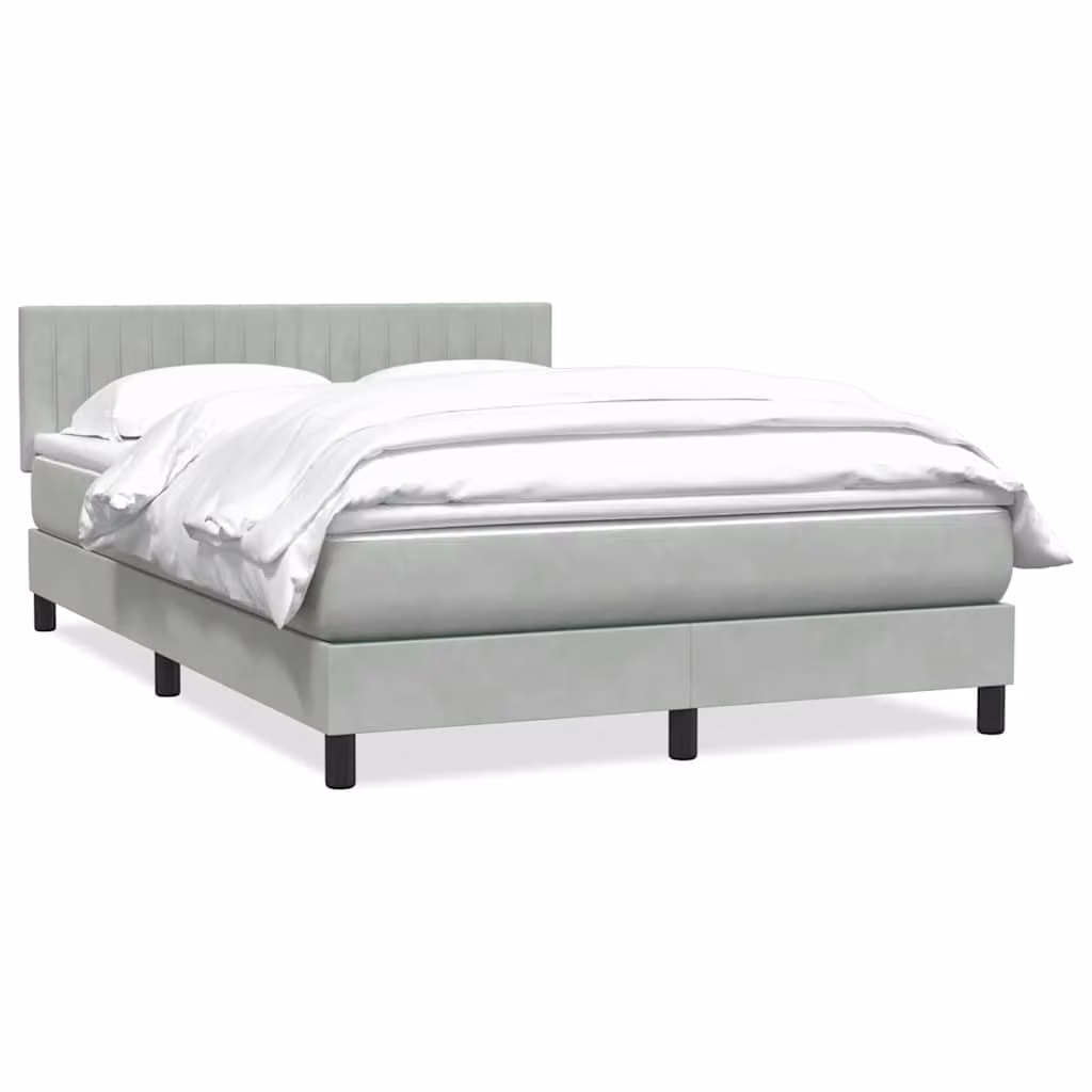 vidaXL Letto Ibrido con Giroletto a Molle e Materasso in Velluto Grigio Chiaro e Bianco L/P/H: 160 x 213 x 88 cm
