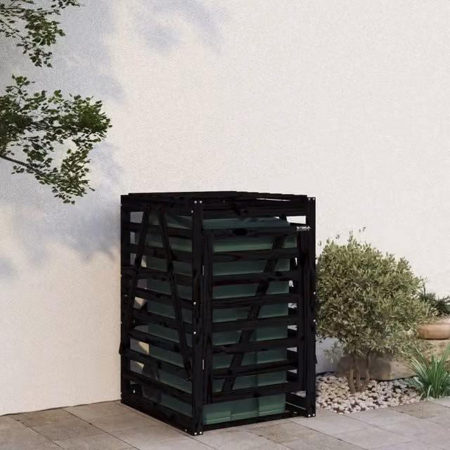 Copribidone vidaXL in Legno Massello di Pino Nero H 128,5 x L 84 x P 90 cm 825104 – 1